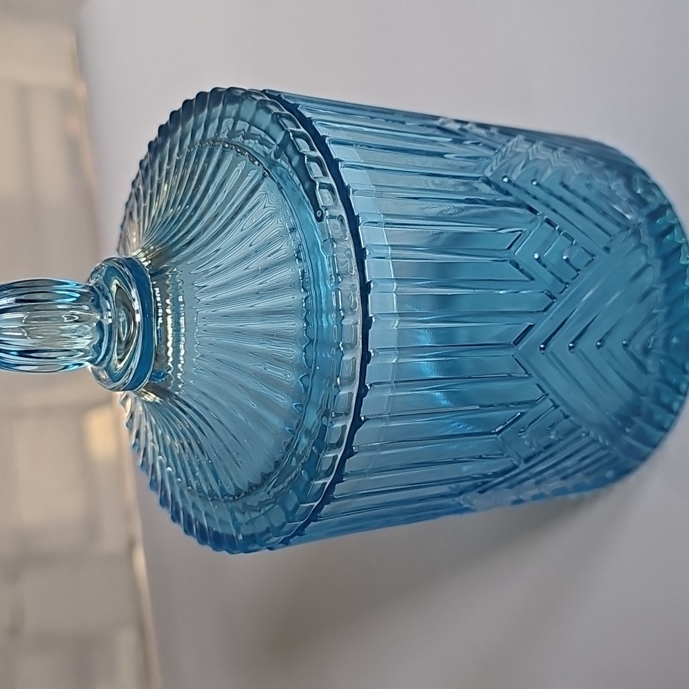 Last Chance!❤️  Blue etched glass apothecary jar